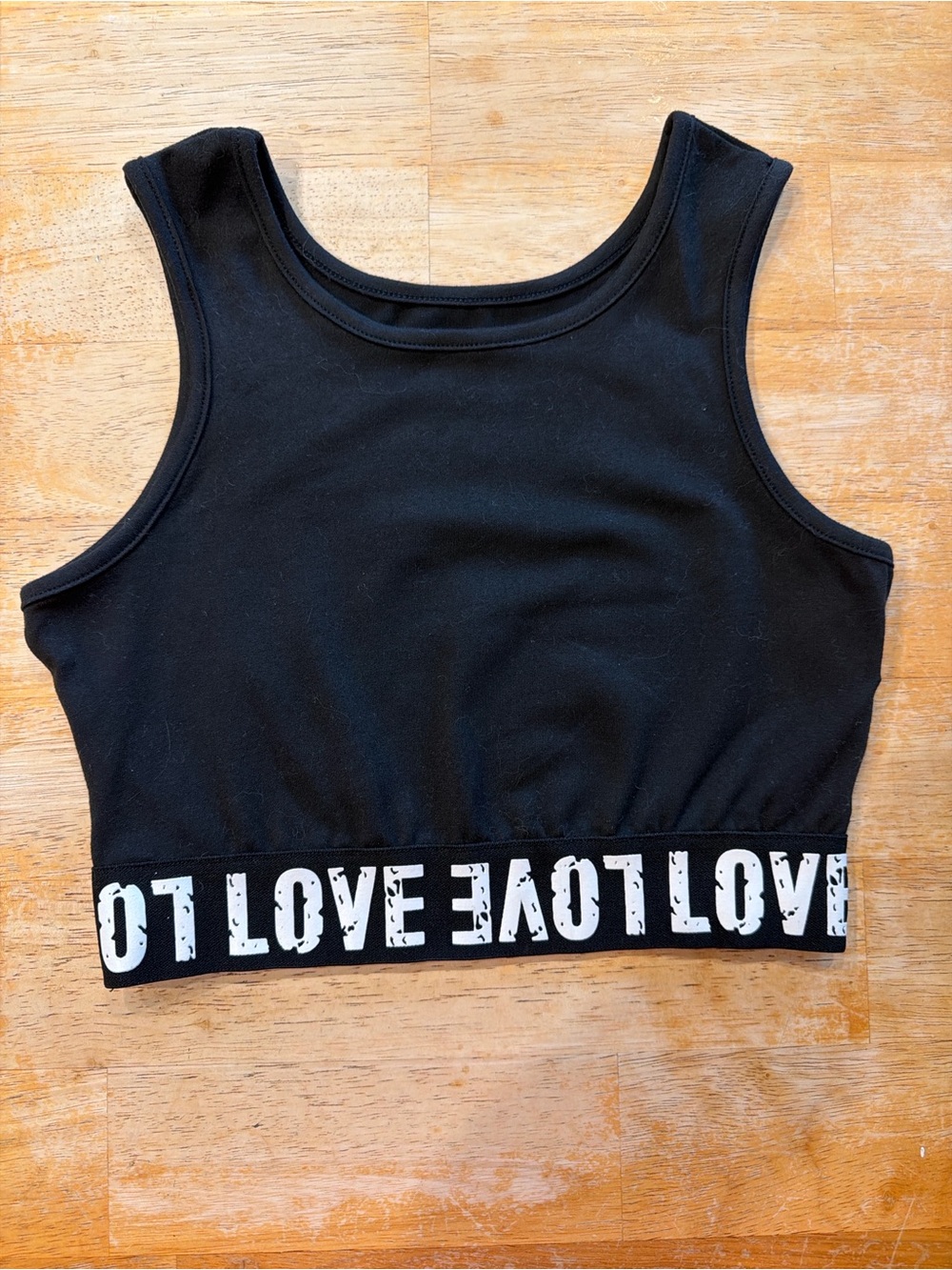 Girls Black LOVE Athletic Crop Top Sports Bra Size 7-8